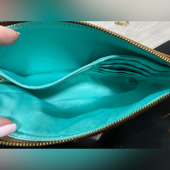 COPY - Lily Jade Crossbody Wristlet in Old English & Gold, Very Good Condition - Picture 5 of 8